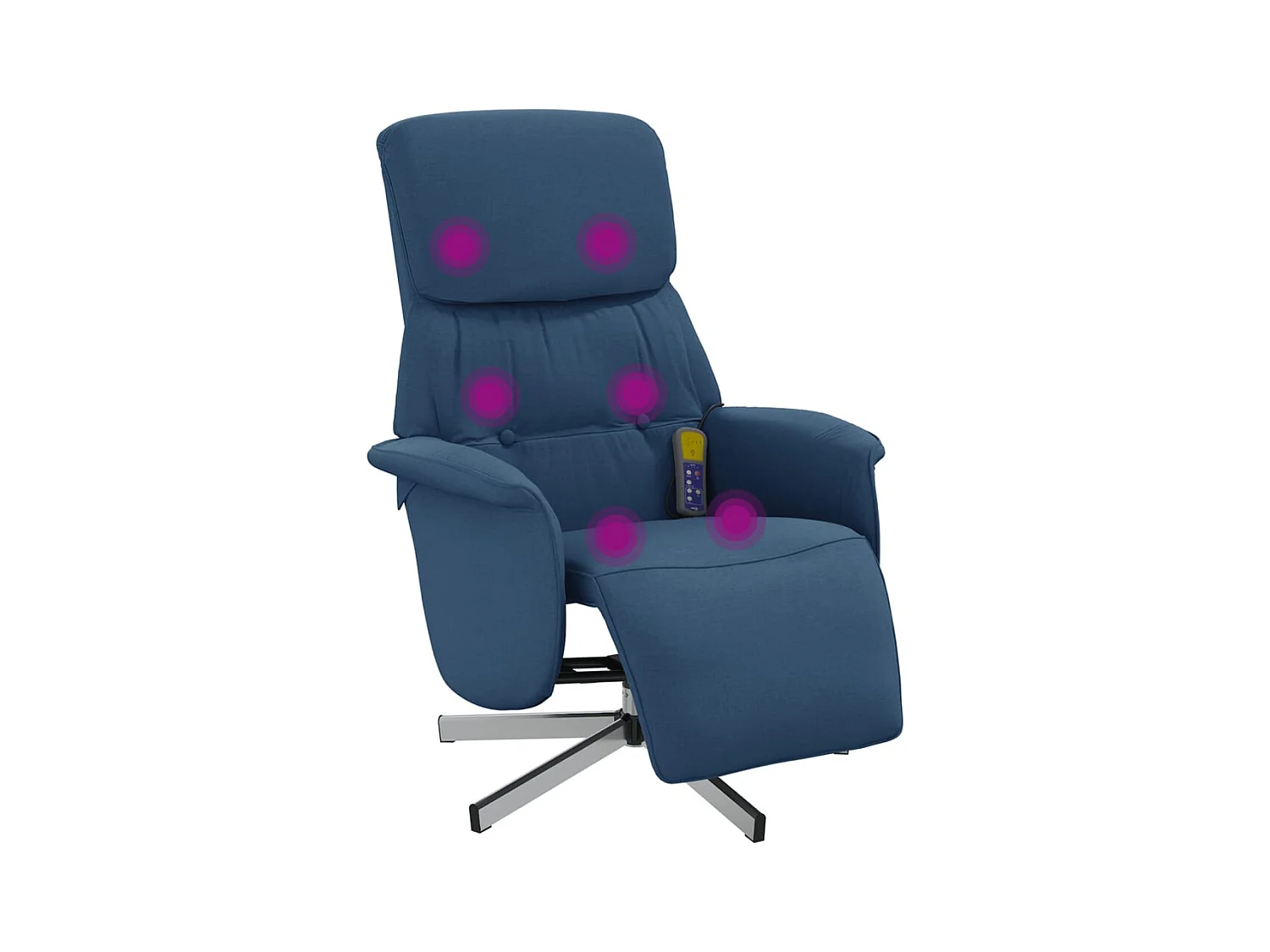 Fauteuil inclinable-Fauteuil salon de massage avec repose-pieds bleu tissu SHL4844