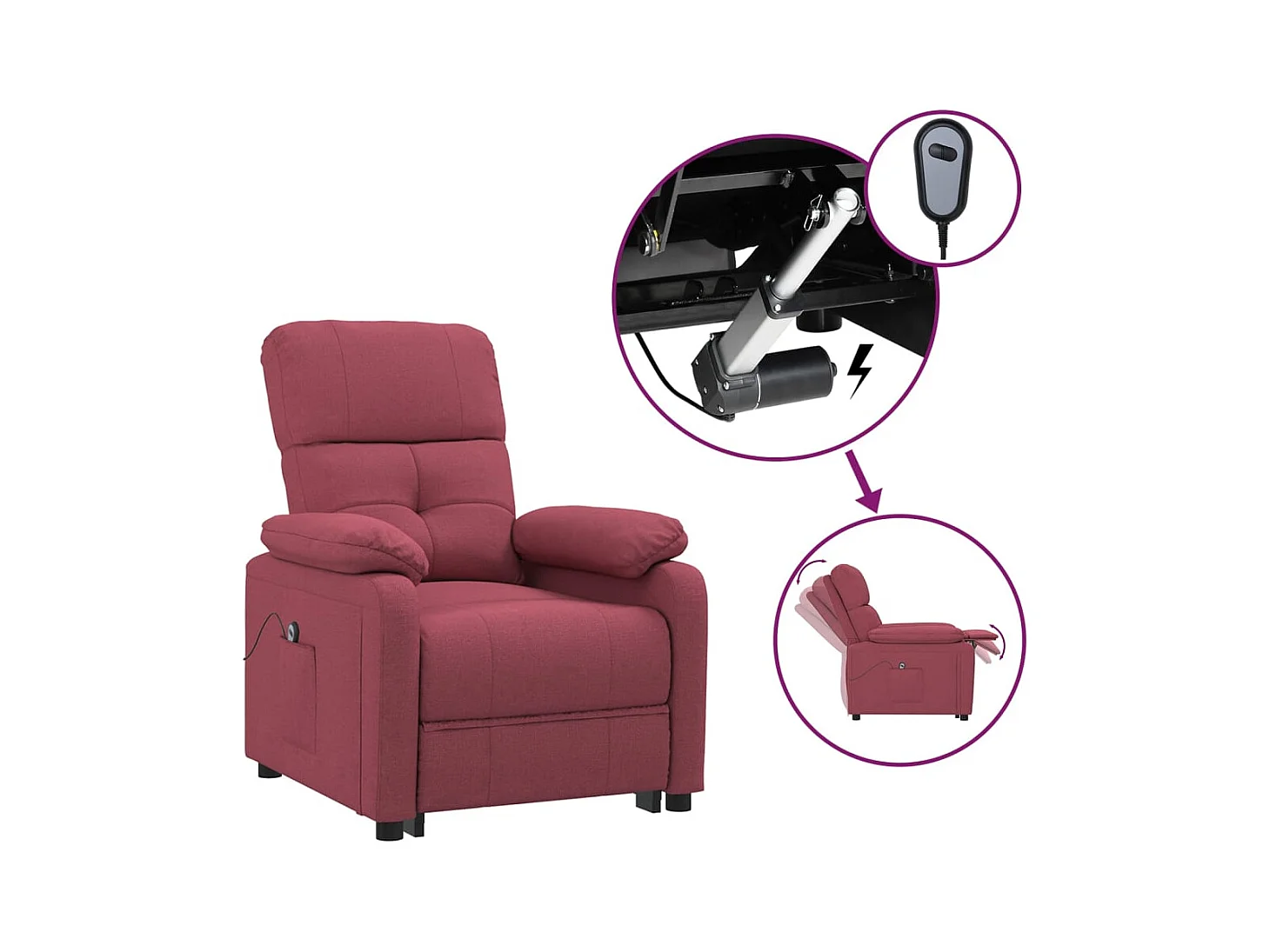 Fauteuil inclinable électrique-Chaise de relax Rouge bordeaux Tissu SHL1613