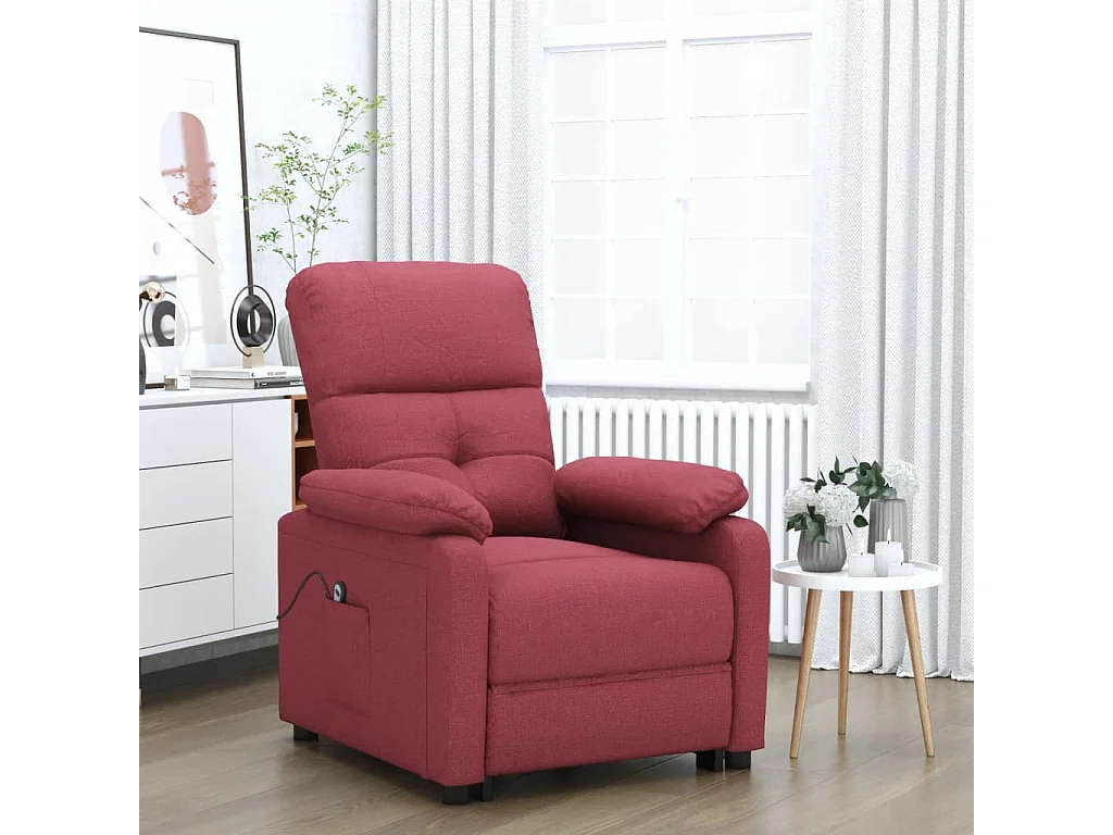 Relaxsessel Elektrisch | Lounge Sessel indoor Weinrot Stoff SHL12465