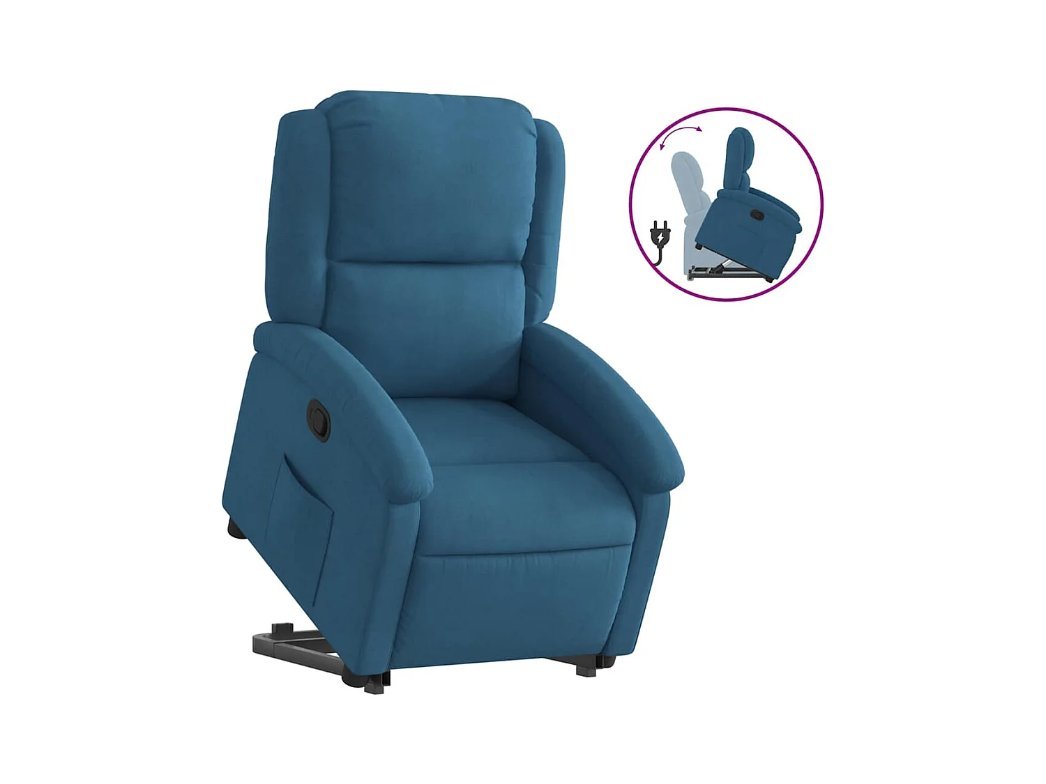 Fauteuil inclinable-Chaise de relax-Fauteuil salon bleu velours SHL4930