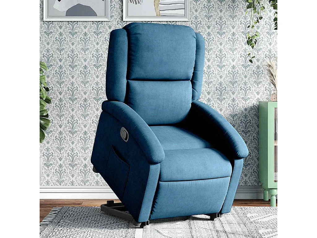 Fauteuil inclinable-Chaise de relax-Fauteuil salon bleu velours SHL4930