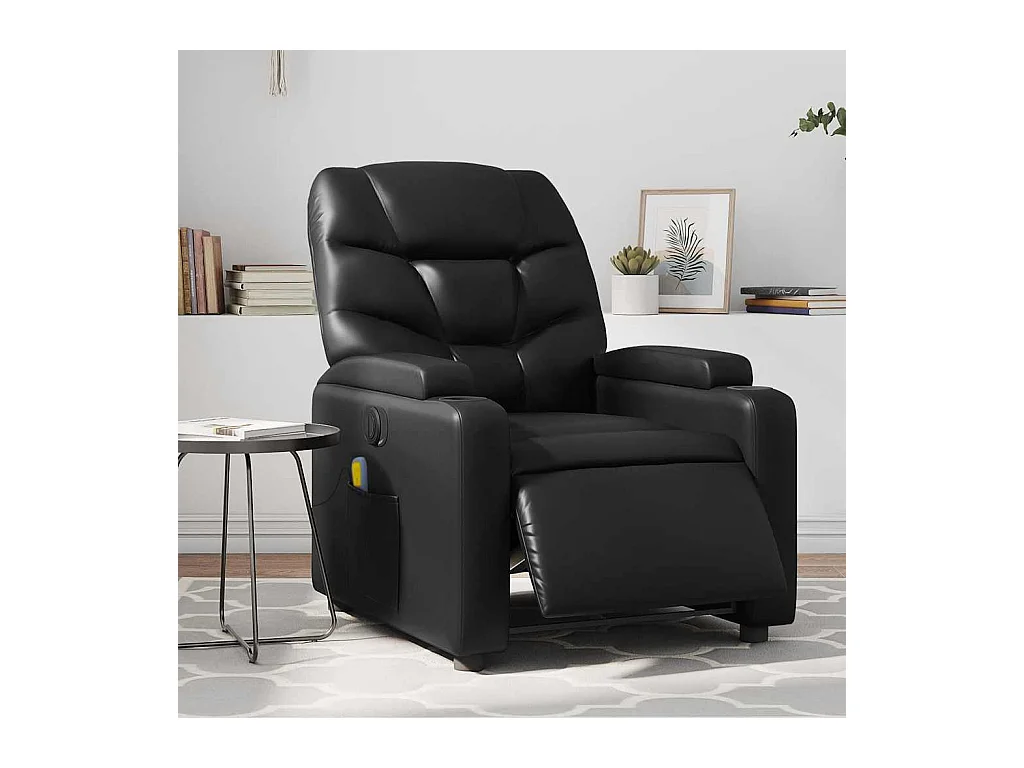Sillón de salón | Silla | Sillón de masaje reclinable eléctrico cuero sintético negro SHL6327