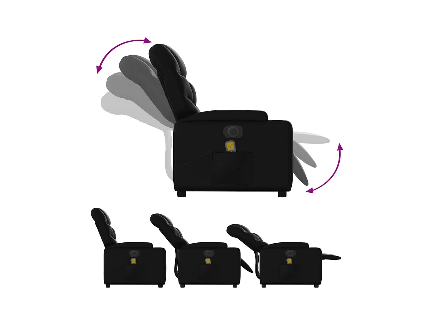 Sillón de salón | Silla | Sillón de masaje reclinable eléctrico cuero sintético negro SHL6327