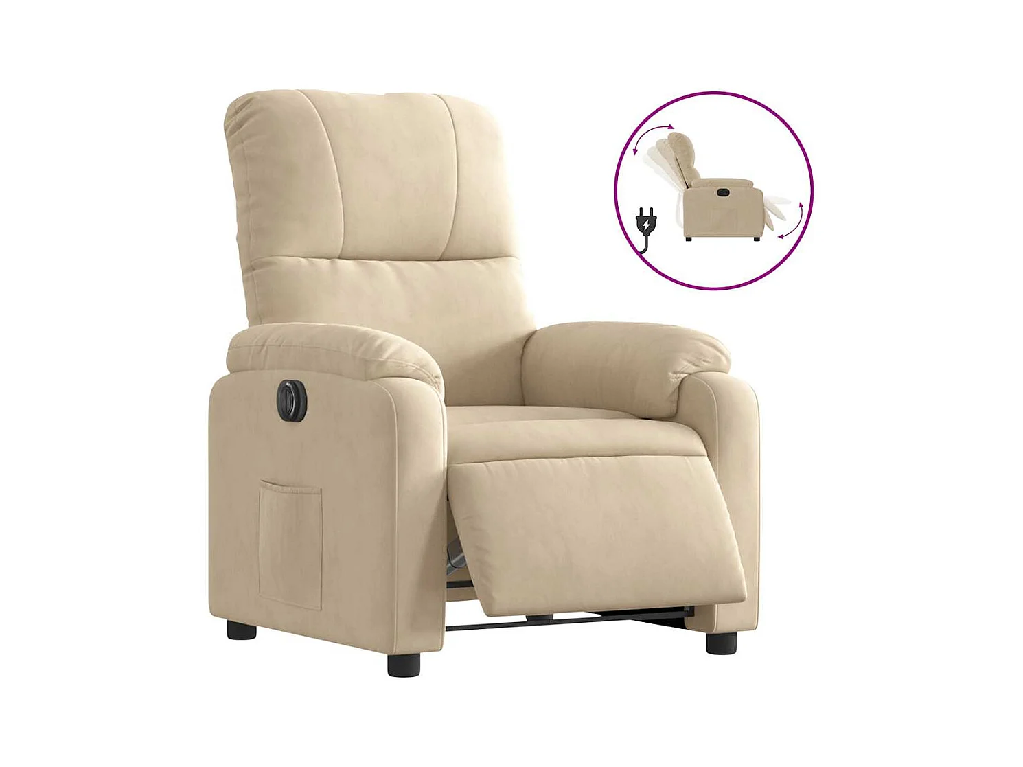 Fauteuil inclinable électrique-Chaise de relax-Fauteuil salon crème tissu microfibre SHL4694