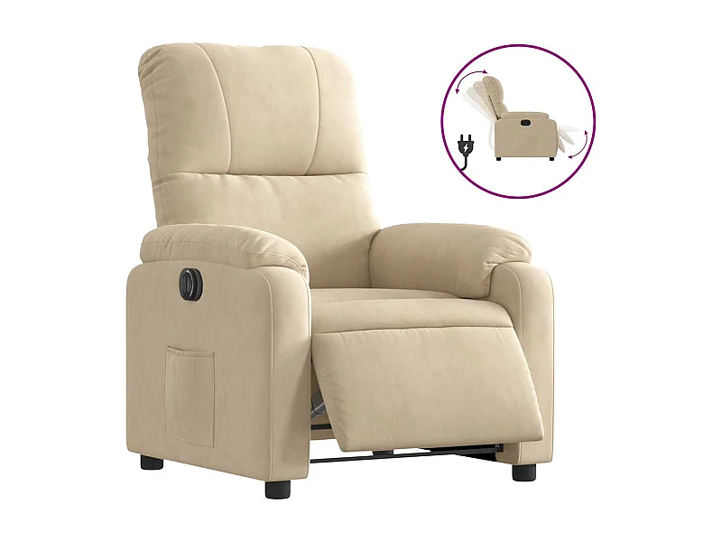 Fauteuil inclinable électrique-Chaise de relax-Fauteuil salon crème tissu microfibre SHL4694