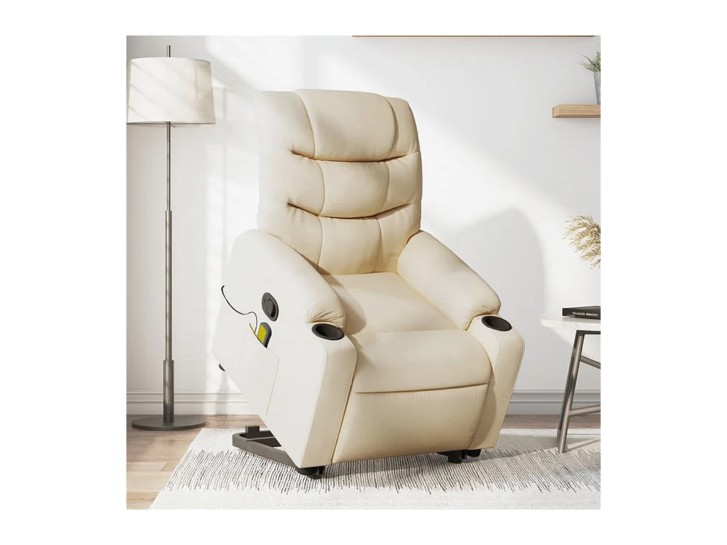 Silla de masaje reclinable de pie de tela color crema SHL7113