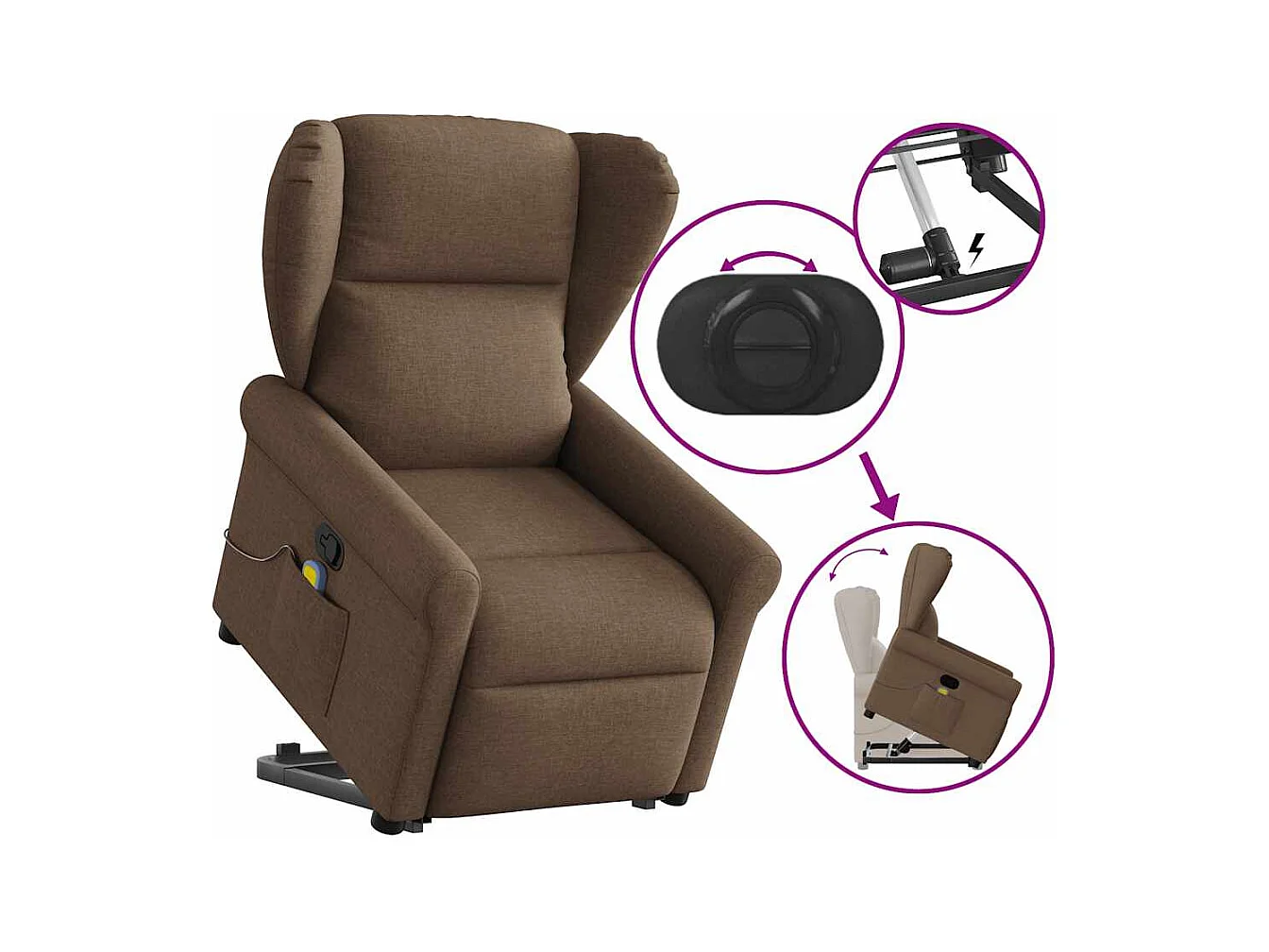 Fauteuil inclinable-Chaise de relax-Fauteuil de Massage Marron Tissu SHL5320
