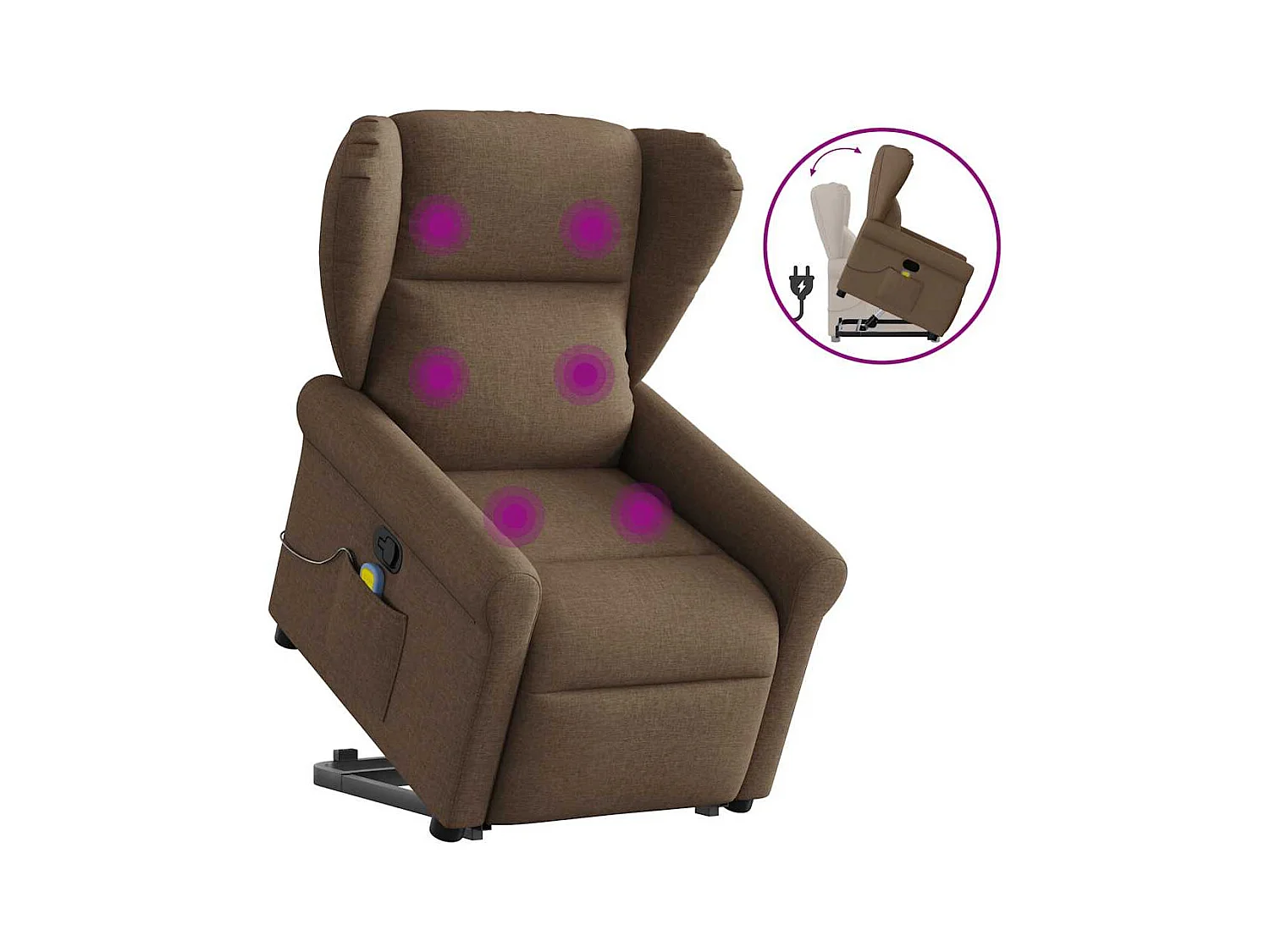 Fauteuil inclinable-Chaise de relax-Fauteuil de Massage Marron Tissu SHL5320