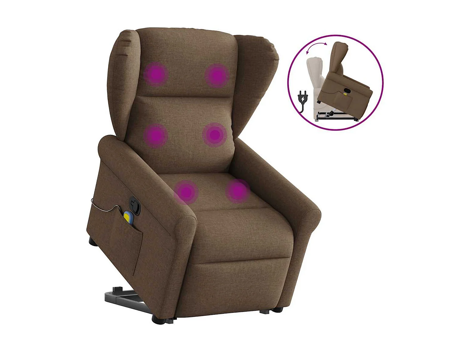 Sta-op-massagestoel verstelbaar stof bruin