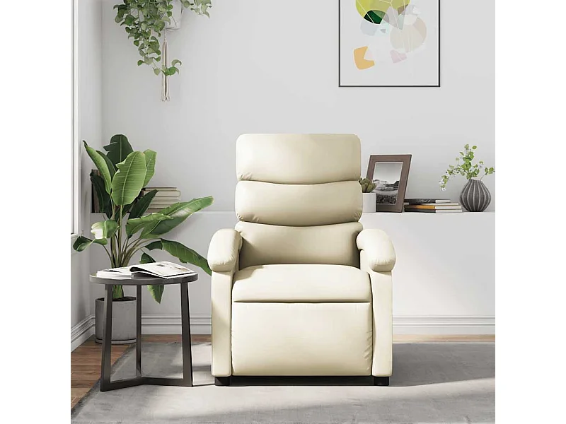 Sillón de relax | Sillón reclinable de masaje cuero sintético crema SHL5807