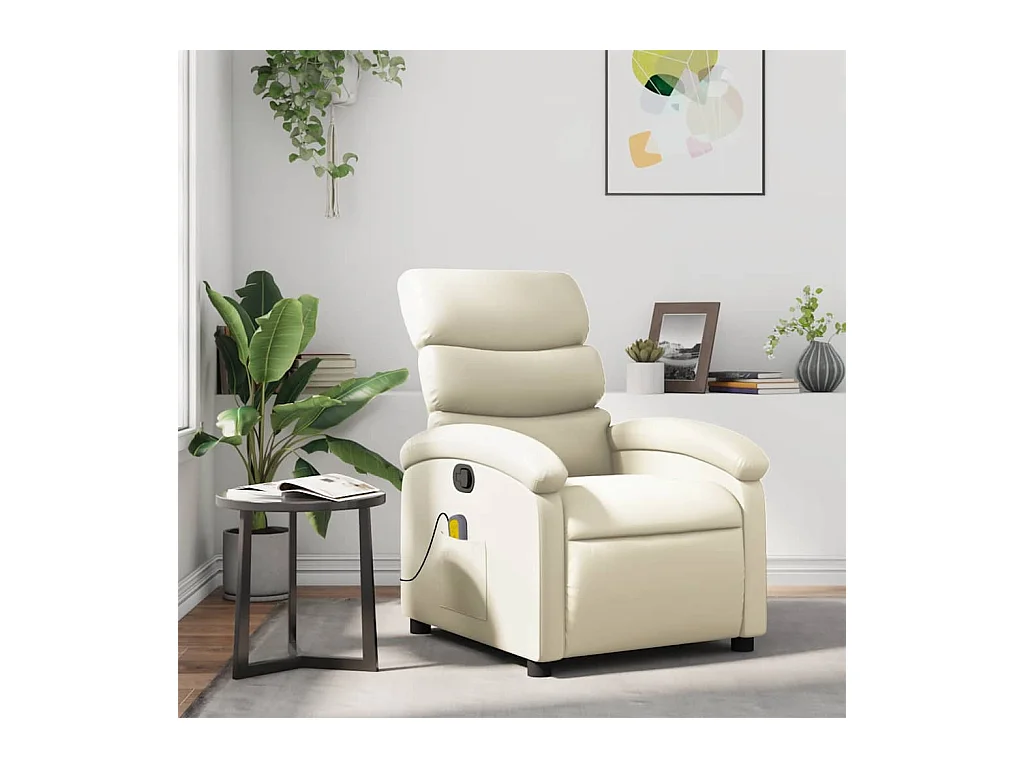 Sillón de relax | Sillón reclinable de masaje cuero sintético crema SHL5807