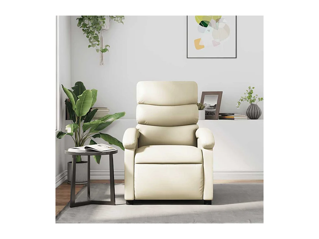 Fauteuil inclinable-Chaise de relax-Fauteuil de Massage Crème Similicuir SHL1803