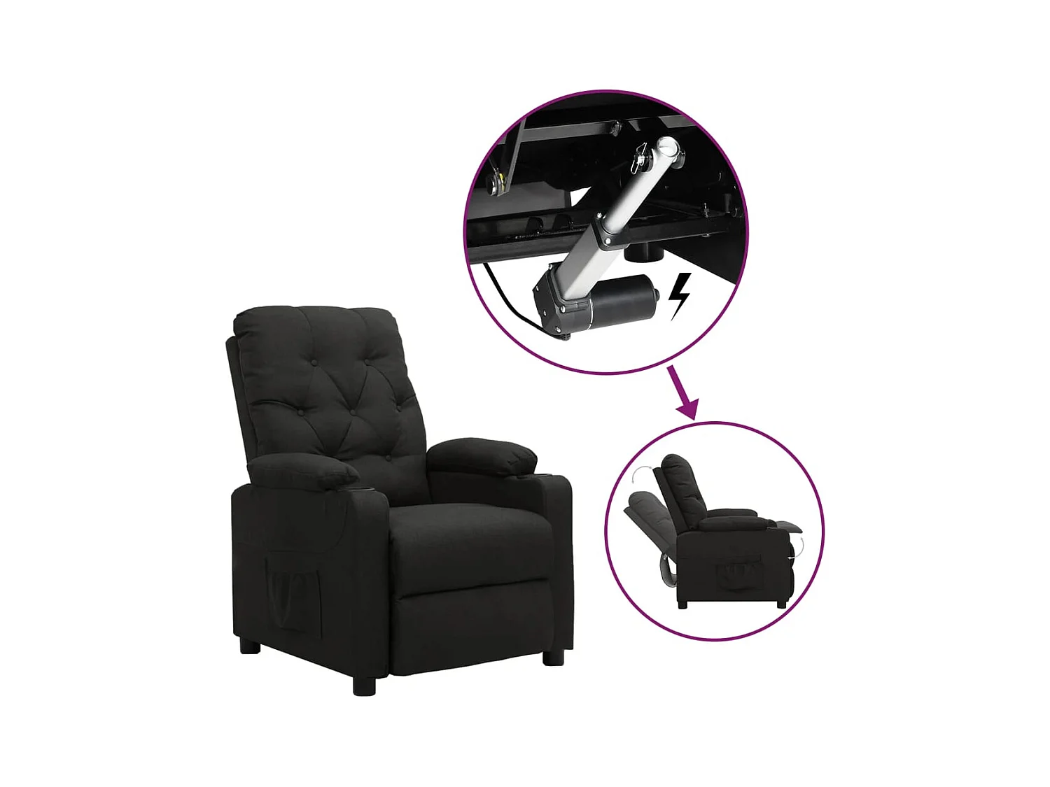 Silla de relax | Sillón elevable tela negro SHL2059