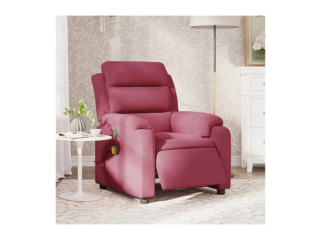 Poltrona de massagens reclinável elétrica veludo vermelho tinto SHL436344