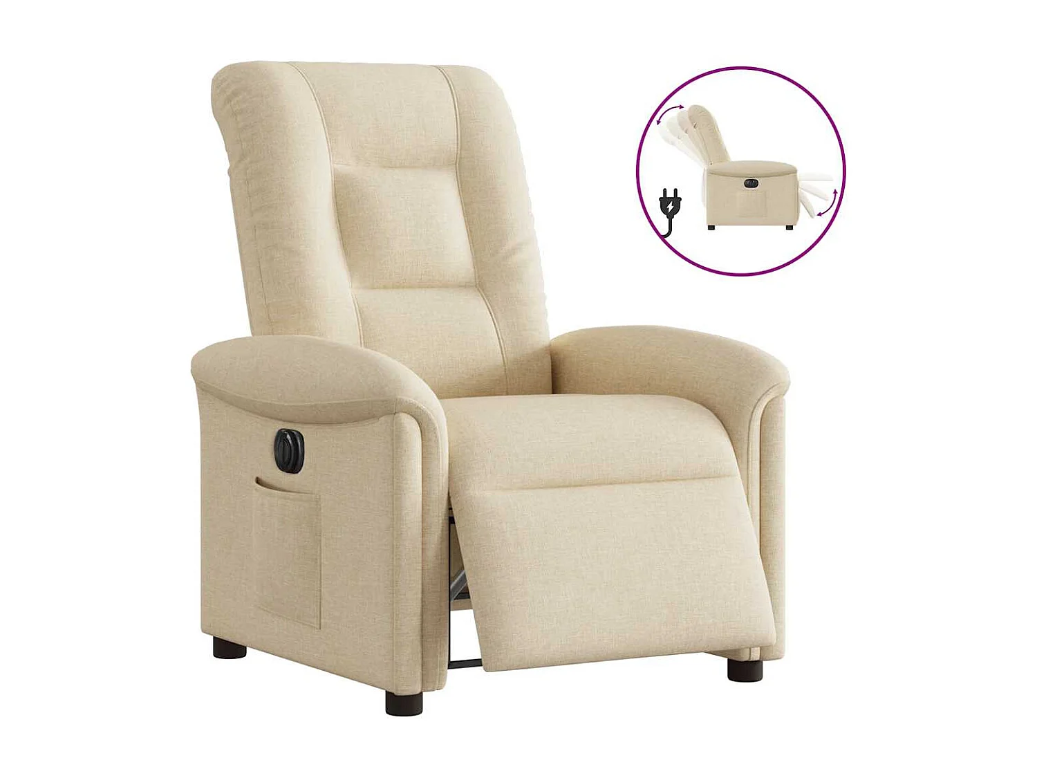 Sillón de relax | Silla | Sillón reclinable eléctrico de tela crema SHL3936