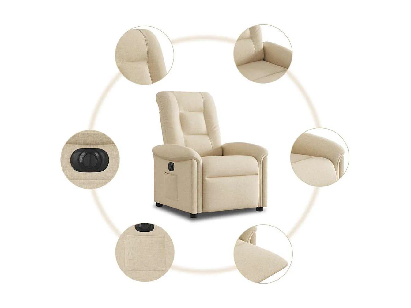 Sillón de relax | Silla | Sillón reclinable eléctrico de tela crema SHL3936
