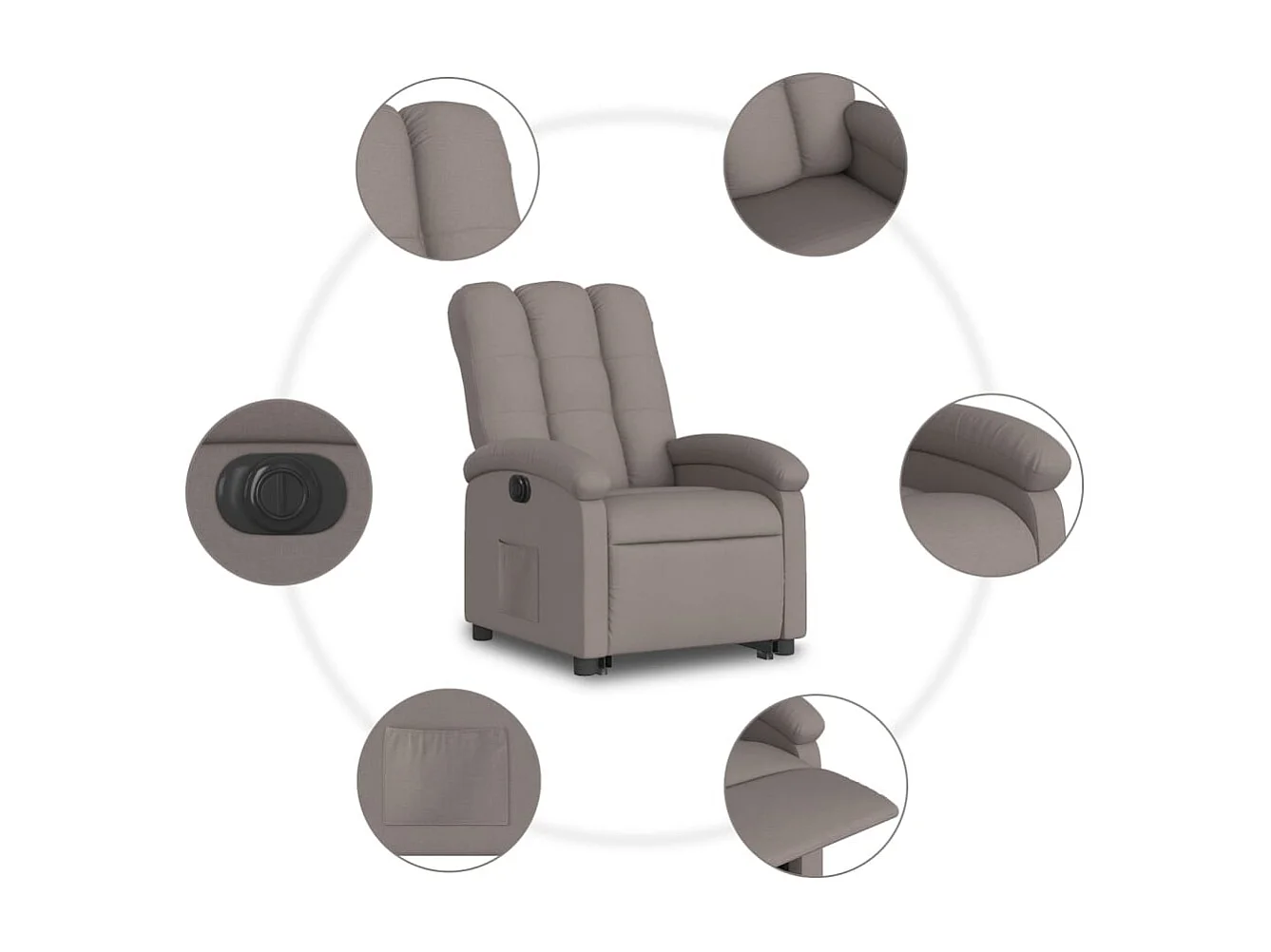 Silla de relax | Sillón eléctrico reclinable elevable de tela gris taupe SHL5996