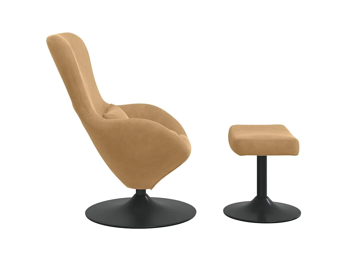 Fauteuil de Salon-Chaise-Fauteuil œuf avec repose-pieds Marron 63x73x90 cm Velours SHL3628