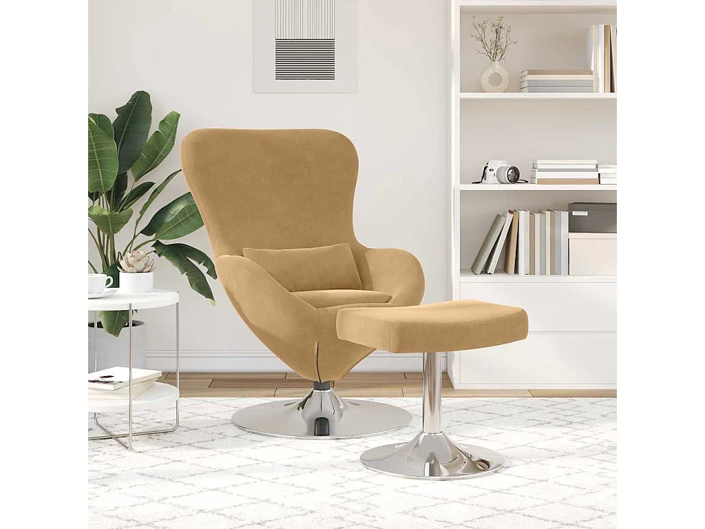 Egg Chair met Voetsteun Bruin 63 x 73 x 90 cm Fluweel