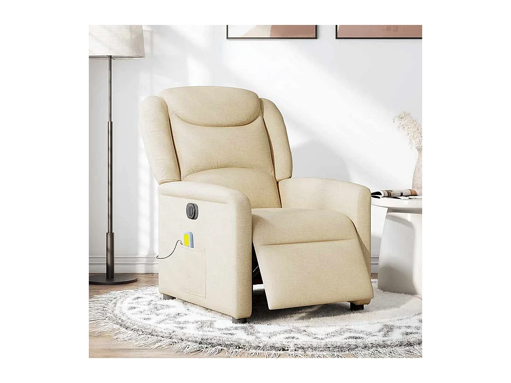Fauteuil inclinable électrique-Chaise de relax-Fauteuil de Massage crème tissu SHL2729