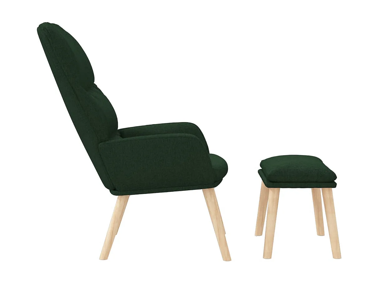 Chaise de relaxation moderne avec tabouret-Fauteuil de Salon Vert foncé Tissu SHL5301