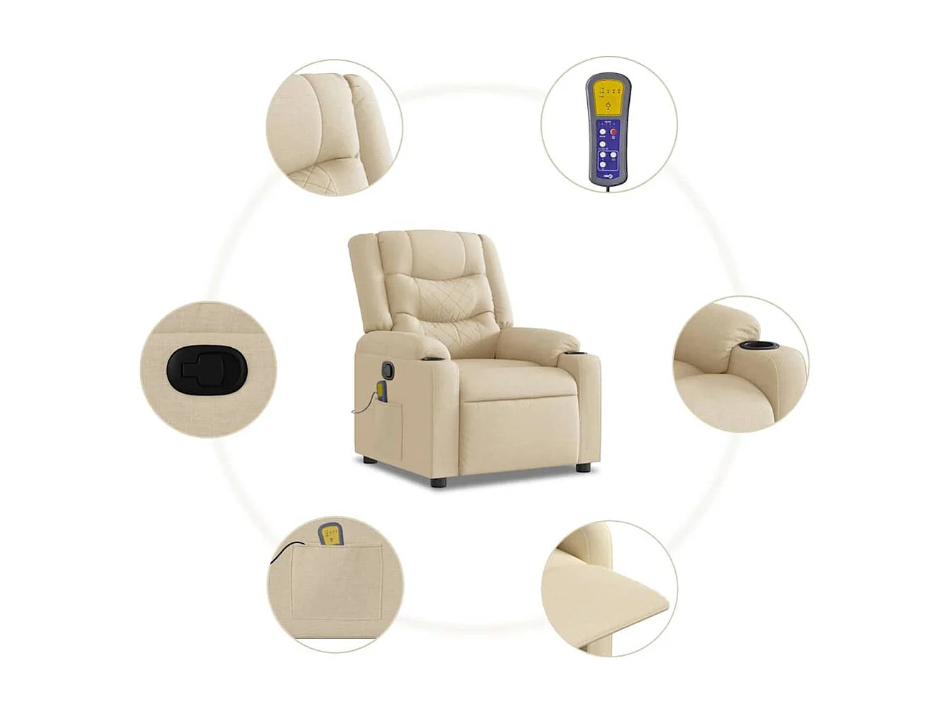 Sillón de salón | Silla | Sillón de masaje reclinable de tela crema SHL9127