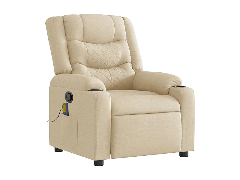Fauteuil inclinable-Chaise de relax-Fauteuil de Massage Crème Tissu SHL2804
