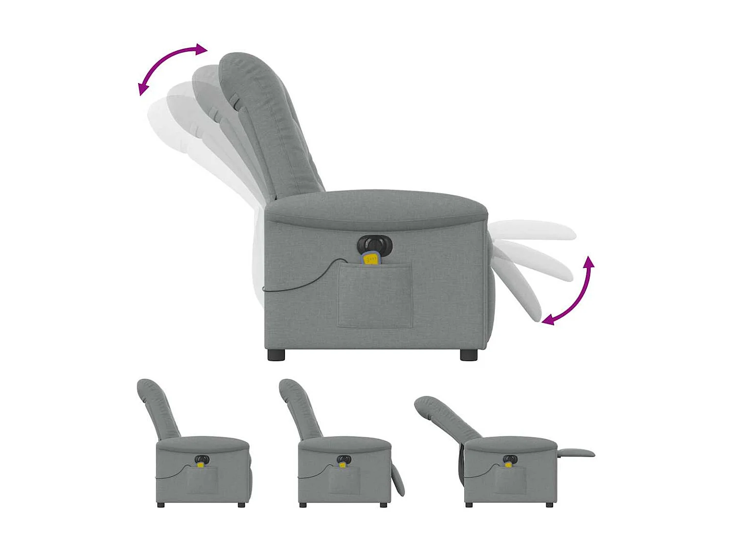 Sillón de relax | Sillón reclinable de masaje eléctrico tela gris claro SHL6126