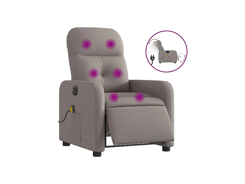 Sillón de relax | Sillón reclinable de masaje eléctrico tela gris taupe SHL4393