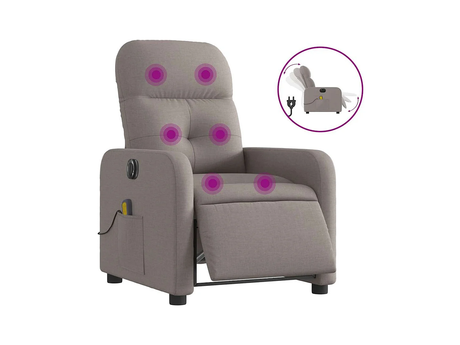 Fauteuil inclinable électrique-Fauteuil de massage de Salon Taupe Tissu SHL3643