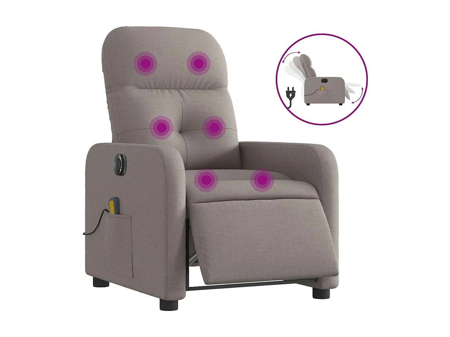 Fauteuil inclinable électrique-Fauteuil de massage de Salon Taupe Tissu SHL3643