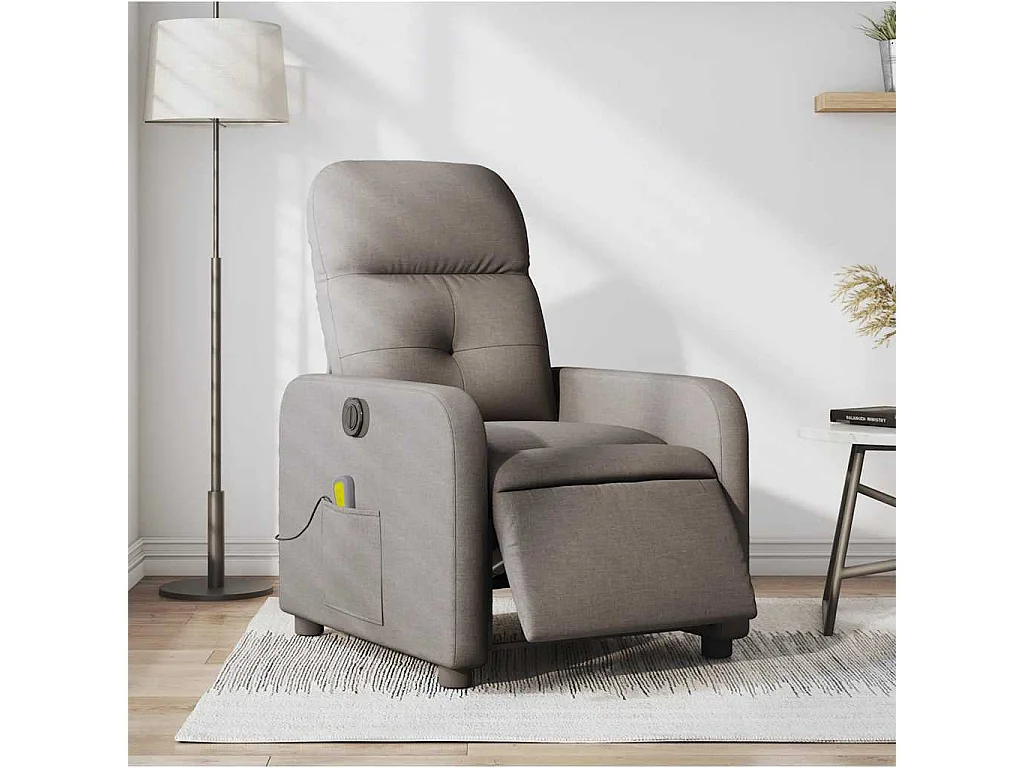Fauteuil inclinable électrique-Fauteuil de massage de Salon Taupe Tissu SHL3643