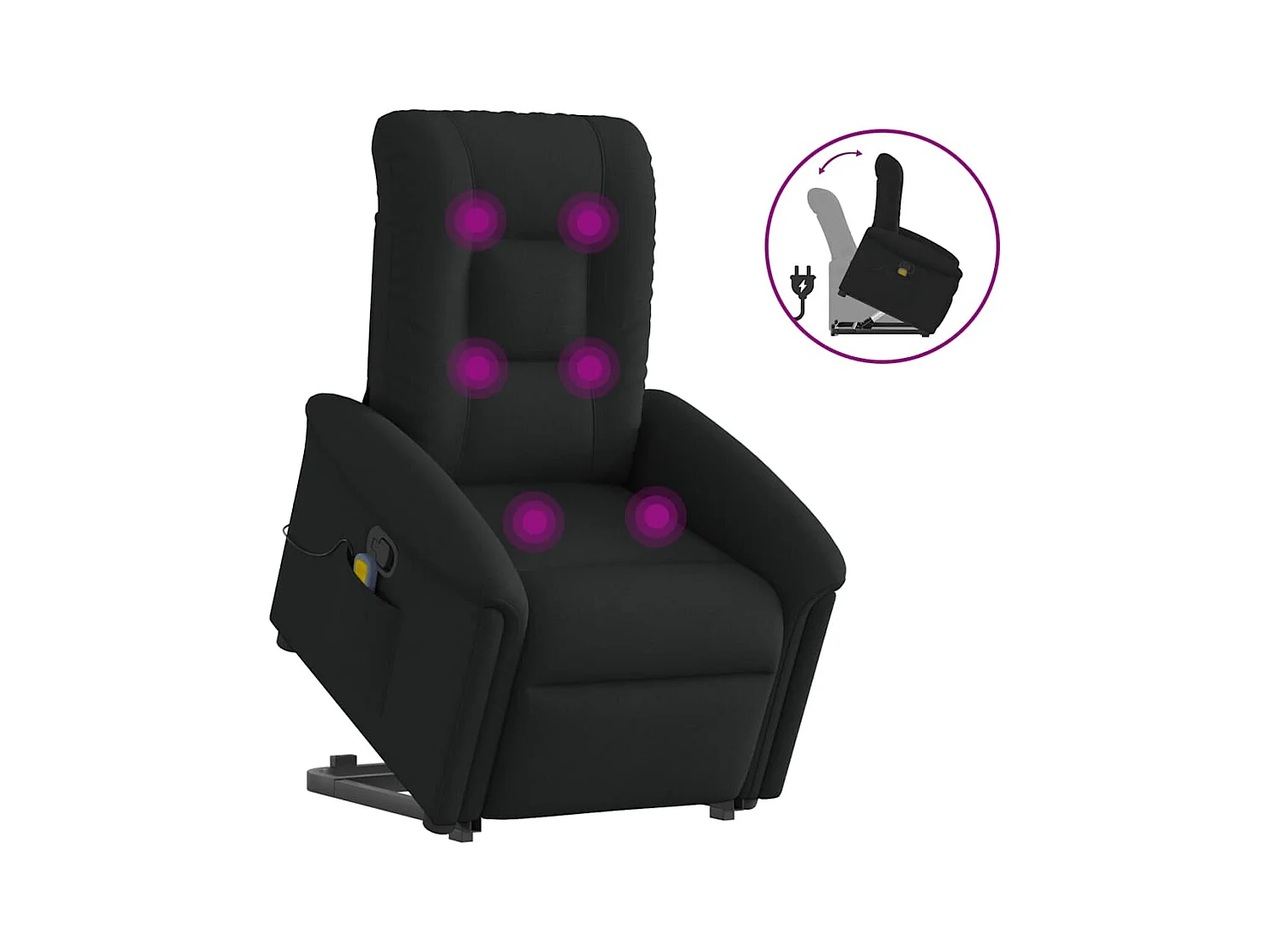 Sillón de relax | Sillón reclinable de masaje elevable tela negro SHL8330