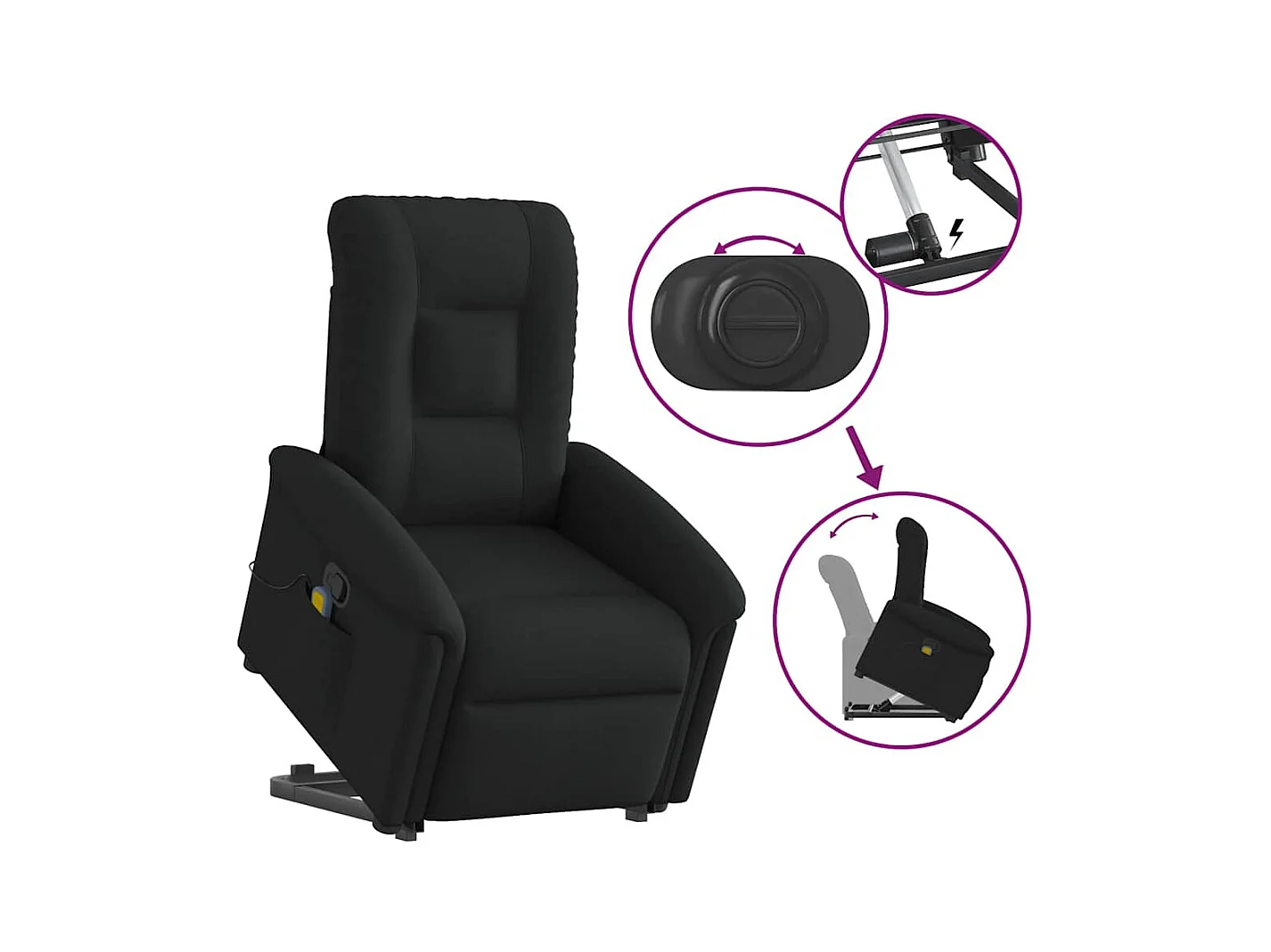 Sillón de relax | Sillón reclinable de masaje elevable tela negro SHL8330