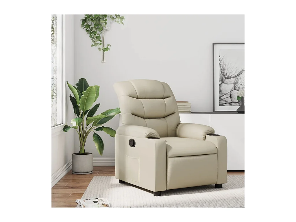 Sillón de relax | Sillón reclinable de cuero sintético crema SHL8106