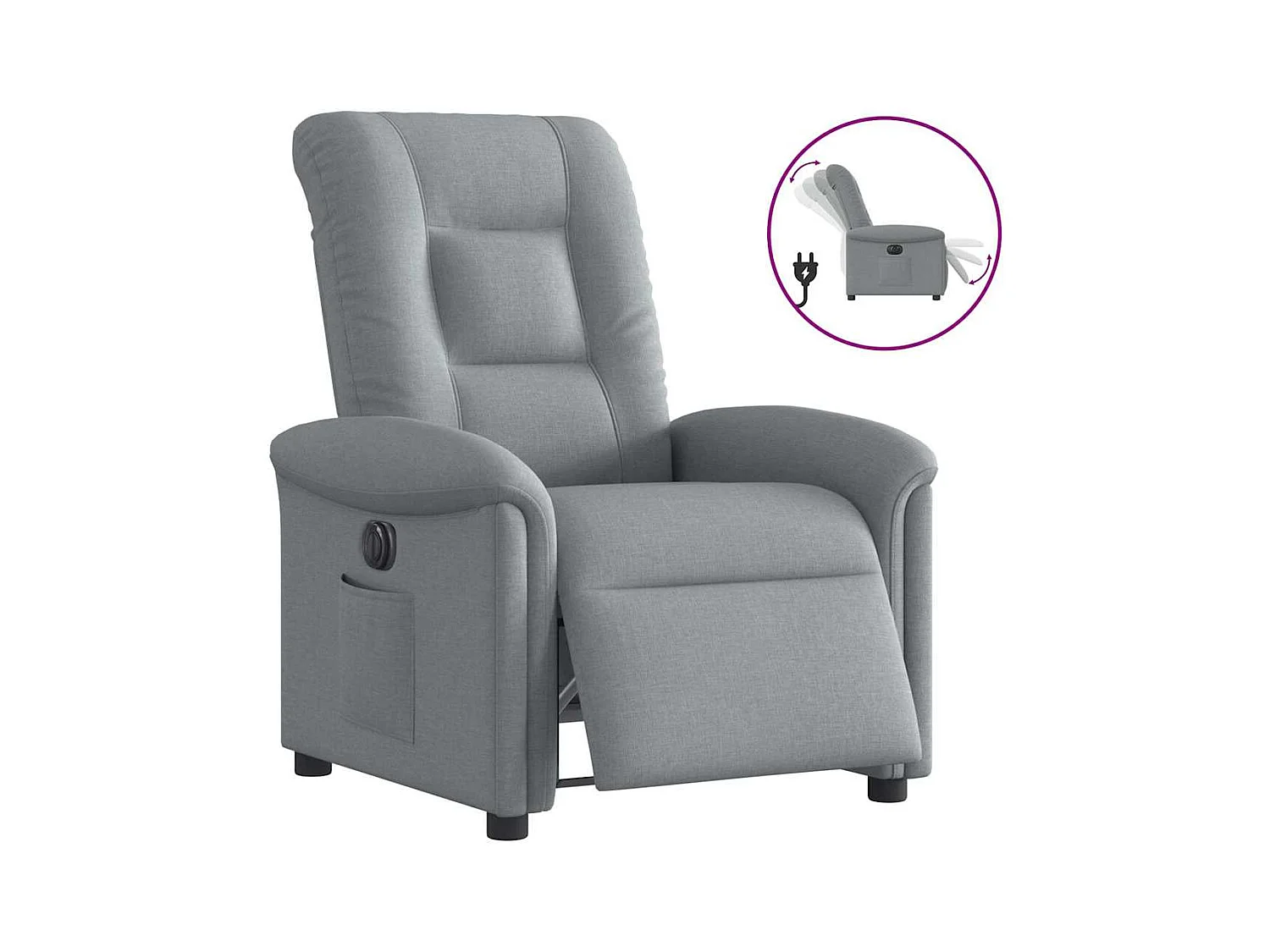 Fauteuil inclinable électrique-Chaise de relax-Fauteuil TV Gris clair Tissu SHL1072