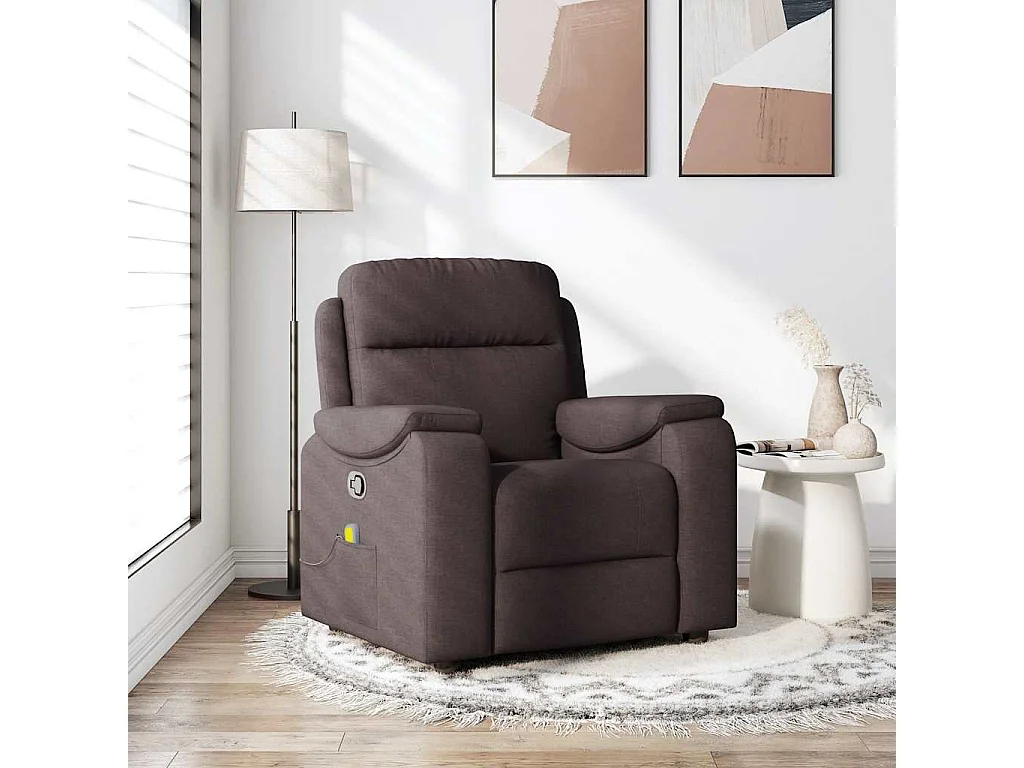 Poltrona de massagens reclinável tecido castanho-escuro SHL481347