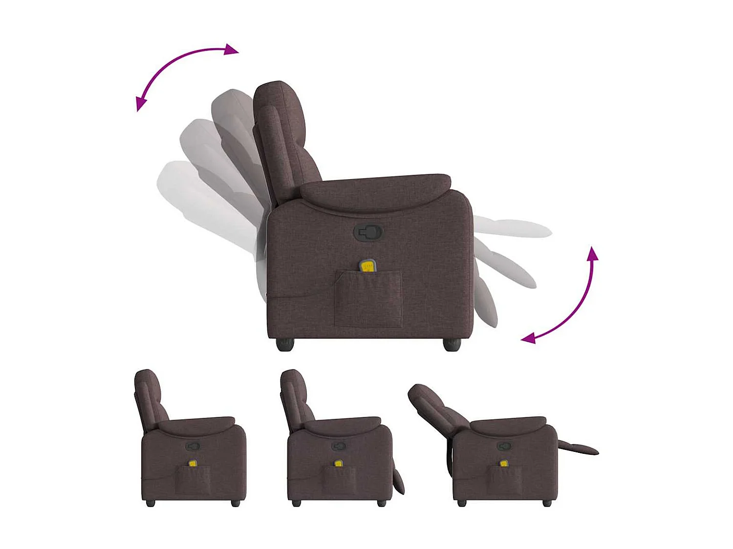 Poltrona de massagens reclinável tecido castanho-escuro SHL481347