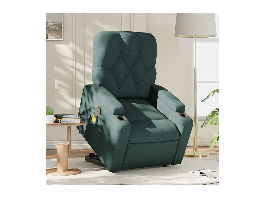 Silla de masaje reclinable de pie de tela verde oscura SHL7630