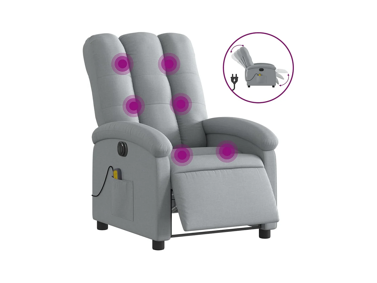 Sillón de relax | Sillón reclinable de masaje eléctrico tela gris claro SHL2126
