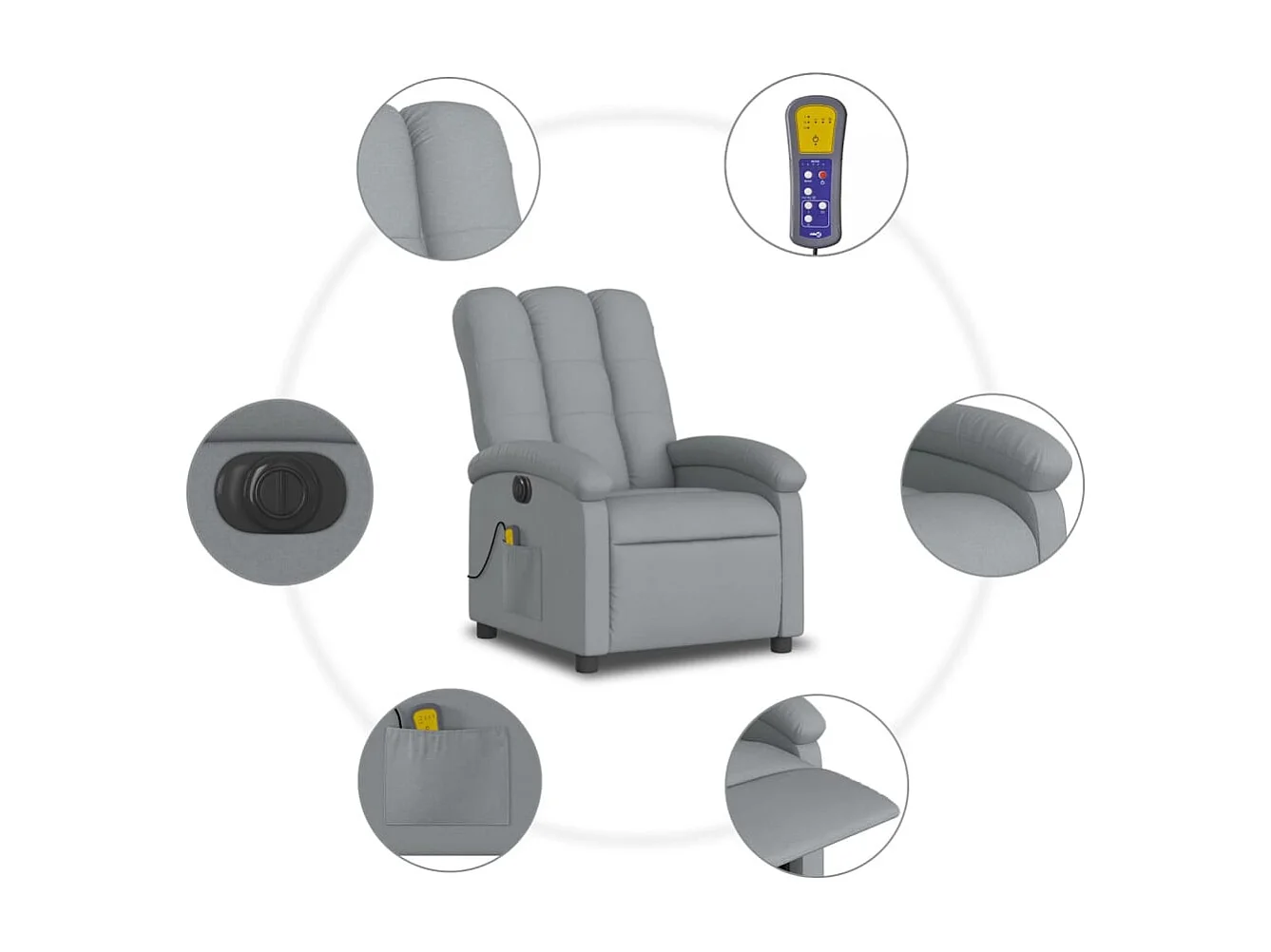 Fauteuil inclinable électrique-Fauteuil de massage pour Salon gris clair tissu SHL4970