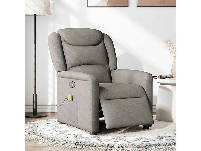 Sillón de relax | Sillón reclinable de masaje eléctrico tela gris taupe SHL6440