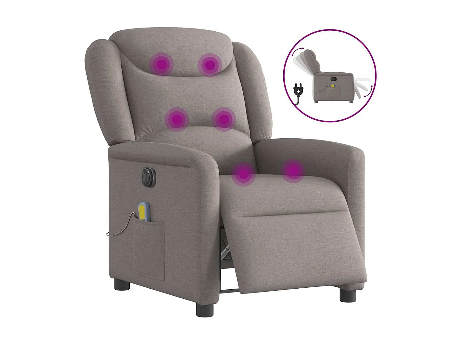 Fauteuil inclinable électrique-Fauteuil de massage de Salon Taupe Tissu SHL5013