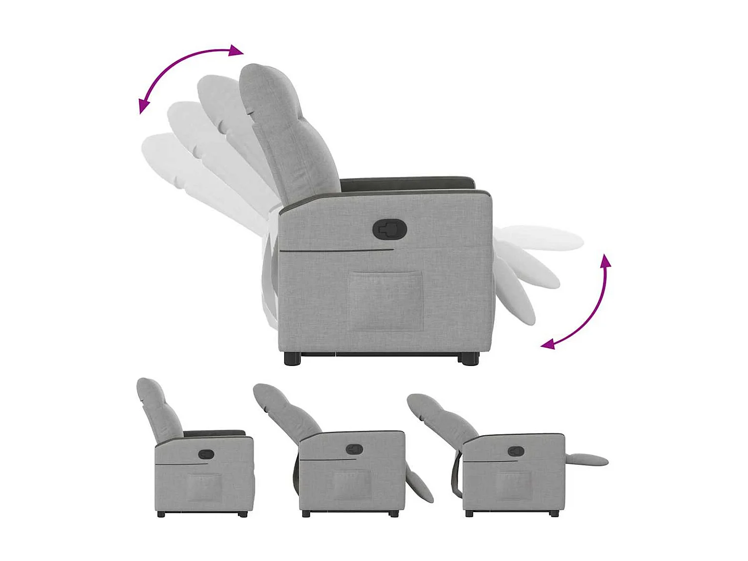 Poltrona Confortável | Poltrona reclinável elevatória tecido cinzento-nublado SHL106104