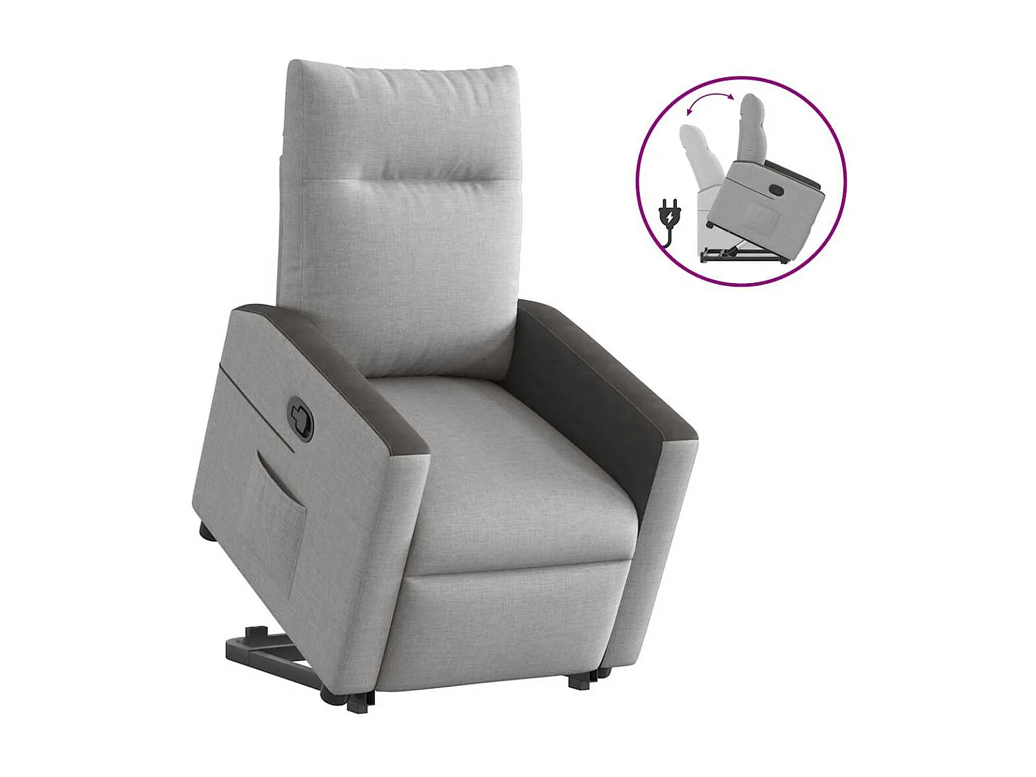 Fauteuil inclinable-Chaise de relax-Fauteuil TV gris nuage tissu SHL4431