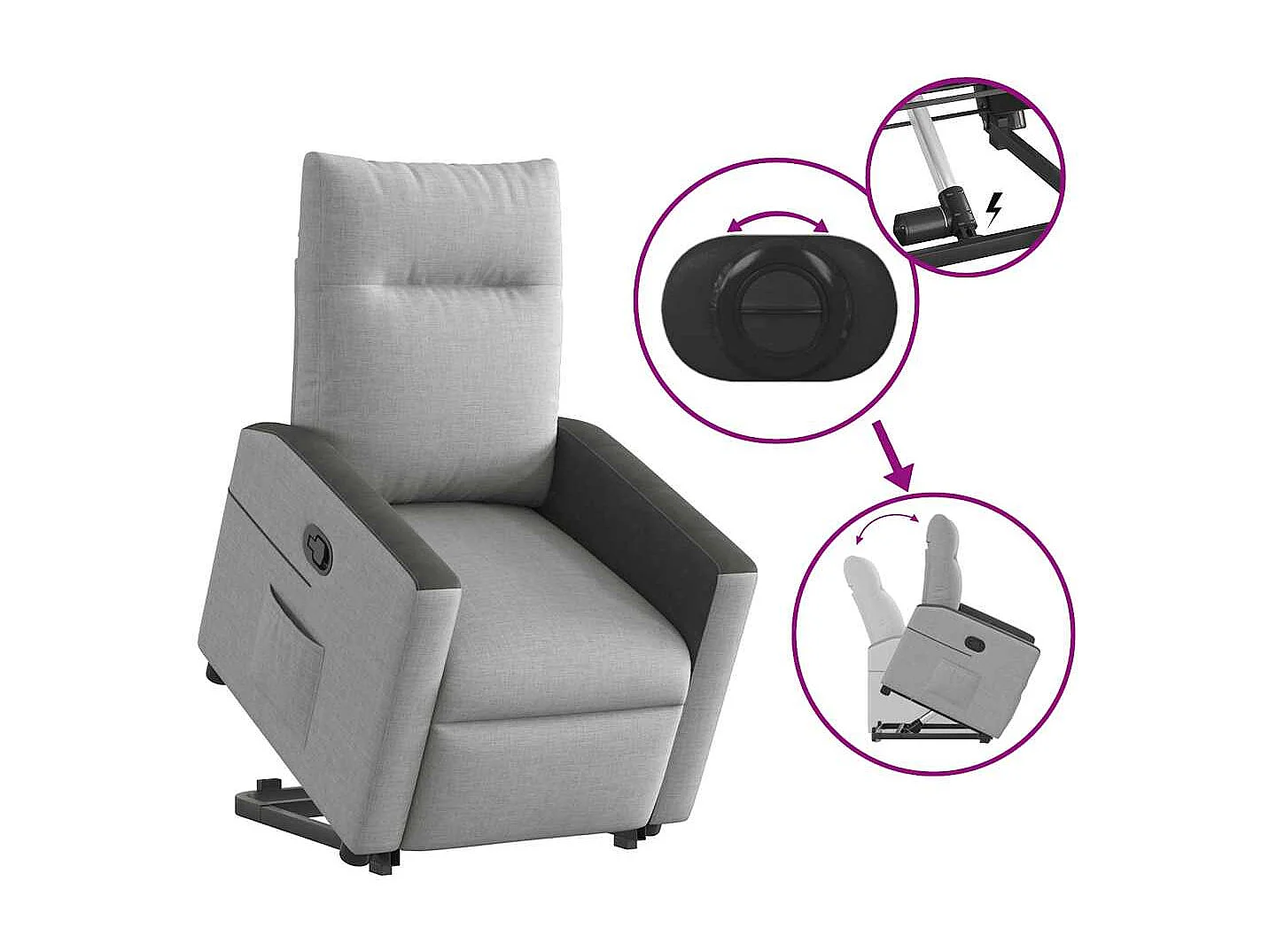 Fauteuil inclinable-Chaise de relax-Fauteuil TV gris nuage tissu SHL4431