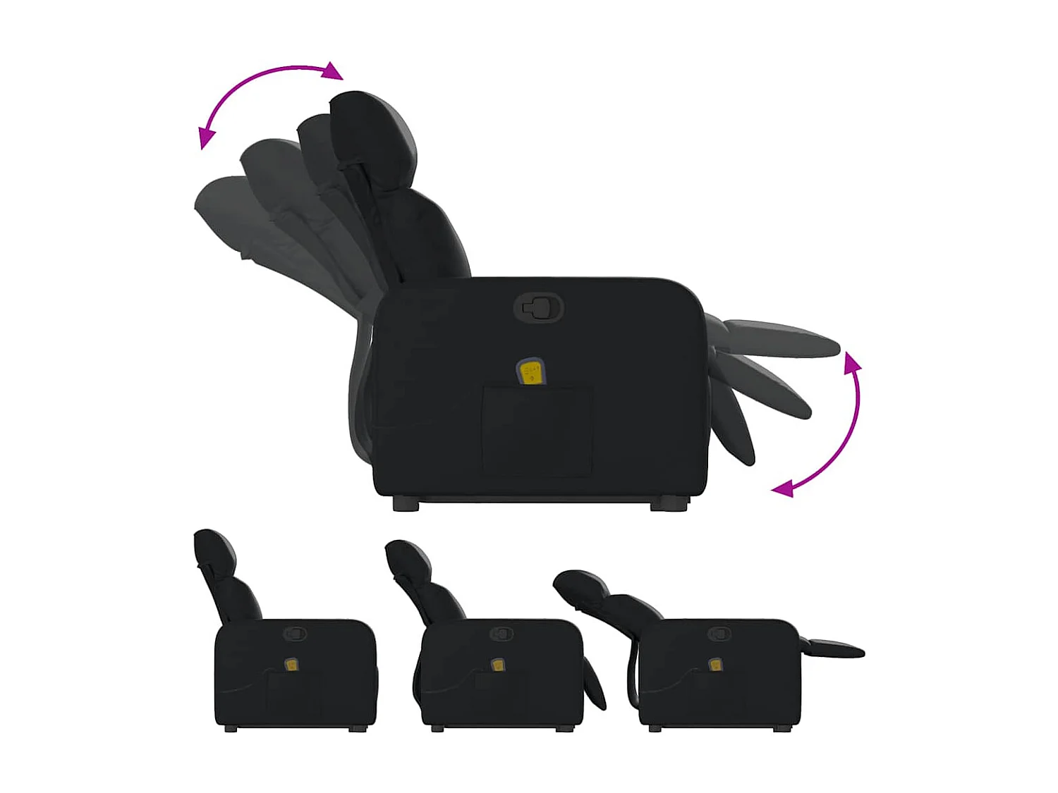 Fauteuil inclinable-Chaise de relax-Fauteuil de Massage Noir Similicuir SHL5016