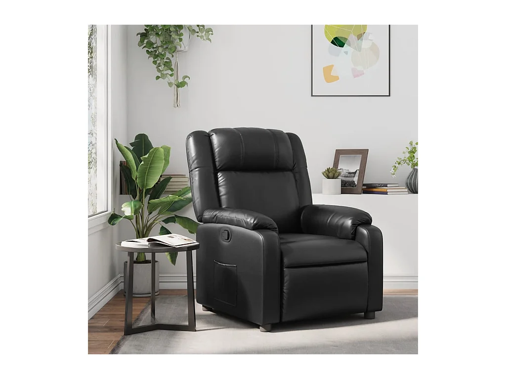 Sillón de relax | Sillón reclinable de cuero sintético negro SHL7341