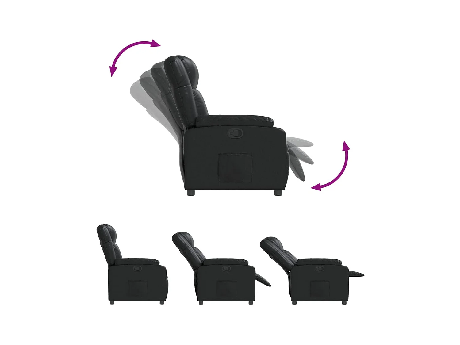 Sillón de relax | Sillón reclinable de cuero sintético negro SHL7341