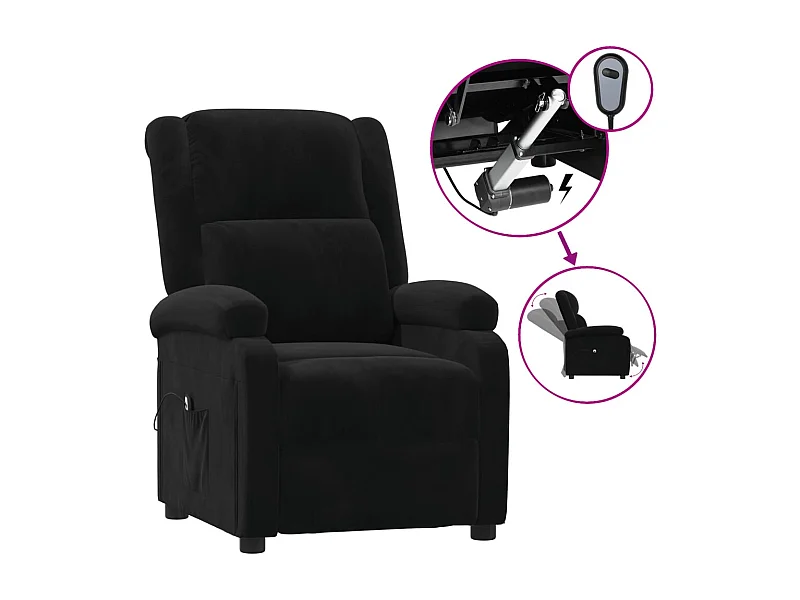 Sillón de relax | Silla | Sillón reclinable eléctrico de terciopelo negro SHL4692